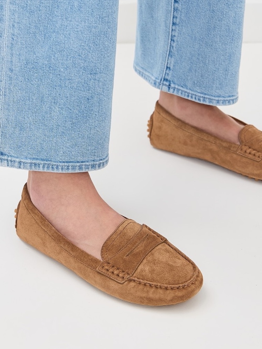 Veronica Beard Size 6.5 Jia Hazelwood Suede Driver Flats Penny Loafers